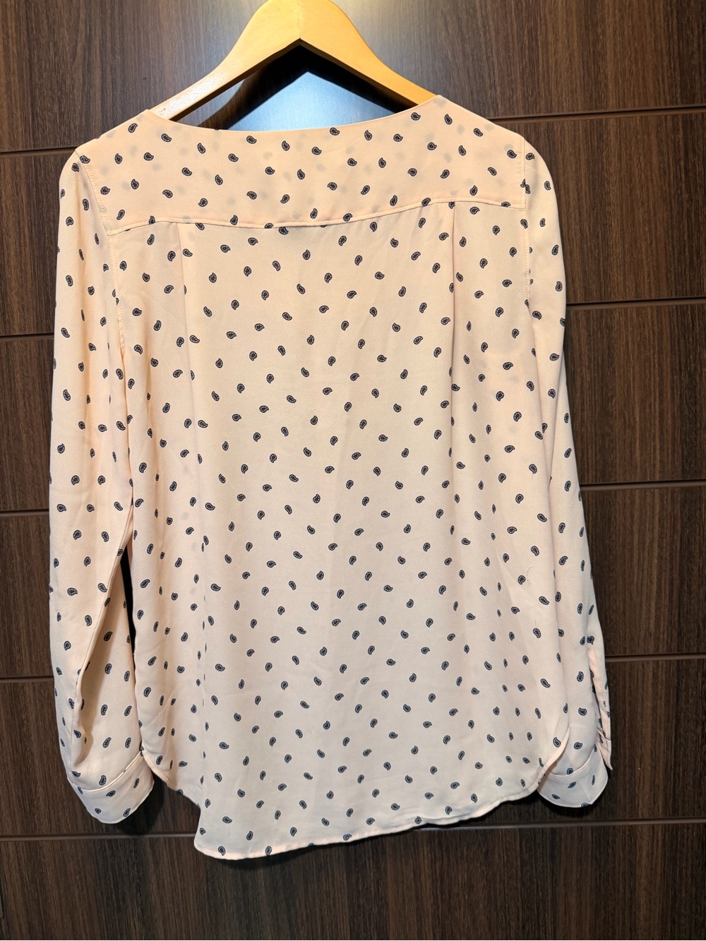 LOFT Light Pink Blouse with Navy Dot Print - Picture 6 of 7